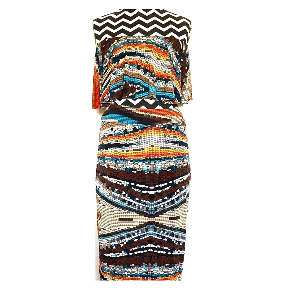 2 Piece Mosaic Print Skirt Set